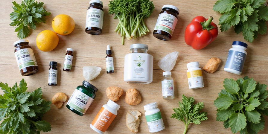 Assortment of natural health products in various categories
